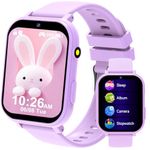 Smart Watch for Kids Smart Watch for Boys Girls - 18 Games, 8W Camera, Step Counter & Sleep Monitor - (Ages 4-11) with Touchscreen, 300mAh Battery & No Internet Required (Purple-1)