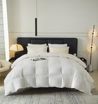 Eastwarmth Goose Feather Down Comforter King Size All Season,100% Cotton Cover, 34.6 OZ, 650 Fill Power Duvet Insert with Corner 8 Tabs, White