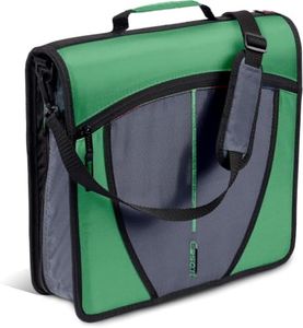 Case-it Mighty Zip Tab School Zipper Binder | 3-Inch O-Rings, 600-Sheet Capacity, 5-Subject Expanding File Folder, Multiple Pockets & Storage Organizer, Shoulder Strap | D-146 Canopy Green (Pack of 6)