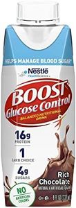 Boost Nutritional Drinks Glucose Control with Extra Nutrient Support Drink, Rich Chocolate, 8 Fl Oz, Pack of 24 Packaging may vary