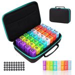 Monthly Pill Organizer Box 2 Times a Day, AM PM Pill Box with 32 Detachable Pill Case, 30 Day Pill Holder with Handy Portable Hard Travel Case Holds Medicine, Medication, Vitamins and Fish Oils