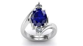 SIDHARTH GEMS Unheated Untreatet 11.25 Ratti 10.00 Carat AAA+ Quality Natural Blue Sapphire Neelam Silver Plated Adjustable Gemstone Ring for Women's and Men's (Lab - Certified)