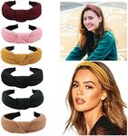 6 Pack Knotted Wide Headbands for Women Girls Cute Fashion Head Wrap in Solid Color Non-slip Hair Accessories for Daily Festival Gifts