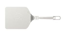 everdure by heston blumenthal Pizza Peel, Stainless Steel Pizza Shovel, 56.9 x 25 x 9.9 cm, Adjustable Pizza Lifter to 45°, 90° & 180°, Pizza Turner with Leather Hanger, Pizza Accessories