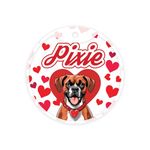 Pawsindia Personalized Dog Name Tag, Customized Pet ID Tag for Dogs with Double Side Waterproof Print, Velentine's Collection, Boxer-White