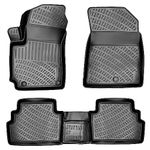 RizLiner Kia Soul 2020-2025 Floor Mats 3D Custom Fit Compatible with Kia Soul Rubber Car Mats Laser Measured 1st & 2nd Row Floor Liners All Weather Heavy Duty Odorless Non-Slip TPE (Front & Rear)