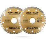 RDXMAX ® 115mm Diamond Cutting Discs for Angle Grinder-Super Thin Fast,Clean Cut on Porcelain,Granite,Marble,Concrete,Tiles,Stones,Bricks & Ceramics-4.5" Wheel -Size 115 x2.2 x22.23mm- 2 Pack Golden