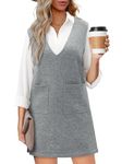 CHICZONE Sweater Dresses Women Fall Winter V Neck Midi Dress Knit Casual Trendy Ladies Loose Solid Work Sleeveless Vest Dresses Grey Large