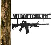 Metal No Trespassing Sign "You're In Range" Gun Metal Door, Wall or Tree Hanger Sign Decoration by GUTE,Metal Wall Art,Outdoor/Indoor Monogram (12.5" Tall,Hanger, Gun Owners (We Don't Call 911)