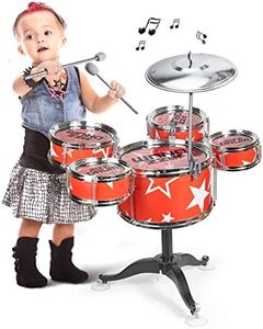 stochastic box Rock Jazz Drum Set for Toddler,Jazz Drum Kit Kids, Kids Early Educational Toys Kit Gift for Baby Girls Boys Children(Red)