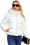 MODERN BUBBLE Puffer Jacket Womens Thickened Down Jacket with Diamonds Lightweight Winter Coats for Women