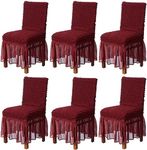 Amazon Brand - Solimo Bubble Chair Cover with Skirt Polyester and Spandex Fabric | Pack of 6 (Maroon)