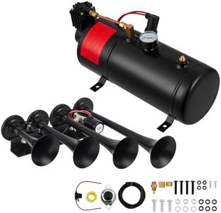 GarveeTech 4 Trumpets Train Horns Kit, 150 DB Truck Air Horn Kit with 0.8 Gallon Tank & 150 PSI Air Compressor, 12V Train Horns for Pickup Trucks, Car, Motorcycle, Semi, Jeep, RV, SUV, Van, Boats