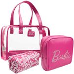 Barbie Toiletry Bags Set of 3, Zipped Wash Bag and Cosmetic Bag Holiday Essentials - Gifts for Her