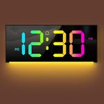 Digital Wall Clock Large Display, Alarm Clock with 12 RGB Colors Changing Remote Control, 13" LED Clocks with Night Lights for Living Room Bedroom Office Home Decor