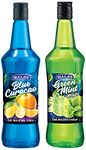 Mala's Fruit Mocktail Syrup, Blue Curacao Mocktail, 750ml & Fruit Mocktail Syrup Green Mint 750ml, 1 count