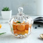 bellemax premium Glass Candy Dish with Lid, Crystal Candy Jar, Cookie Jar, Decorative Candy Bowl, Jewelry Dish, Covered Candy Jars for Buffet, Kitchen, Office Desk (Octagon Candy)