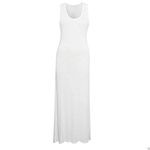 Women Ladies Jersey Long Summer Vest Racer Muscle Back Maxi Dress Plus Size 8-26 (M/L (12-14), White)