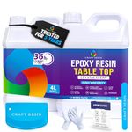 CRAFT RESIN Table Top Epoxy Resin Kit 4L – Ultra Clear, High-Gloss, UV & Scratch Resistant Finish, Bubble-Free, Self-Leveling & Food Safe. Best For Countertops, Bar Tops, Tumblers & Wood Coating