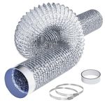 Pearwow Dryer Vent Hose 4 Inch 10Ft, Aluminum Foil Ducting Dryer Vent Kit for Tight Space, Flexible Dryer Exhaust Duct Hose for HVAC Ventilation,Grow Tent,Kitchen,100mm x 3m