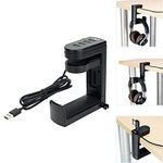 KIWIFOTOS Headphone Stand with USB Hub, Under Desk Headset Hanger Holder with 4 USB Ports (1 USB 3.0 + 3 USB 2.0) & Cable Clip, 360° Rotating Adjustable Headset Bracket for Headphones Umbrella Bag