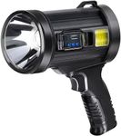 Rechargeable Spotlight, 90000 Lumens Super Bright Led Flashlight with 3 Main Modes and 4 Colors Filter, Spot Lights Outdoor Handheld Included USB Cable, Spotlight for Hunting Fishing Camping