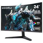 KOORUI 24 Inch Gaming Monitor -FHD 1080P Curved Monitor 165Hz VA 1ms 1500R PC Monitors with Adaptive Sync, HDMI X2 /DP, VESA Compatible, Tilt Adjustable, Eye Care