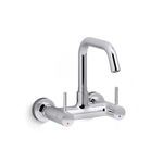 Kohler Cuff Dual Handle Wall Mounted Premium Kitchen Faucet with Mixer (37315IN-4-CP)