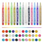 Beager 36pack Bright Colors Acrylic Art Draw Paint Marker Pens,1-2mm Tip Permanent Markers for Garden Flower Pot Window Fabric Glass Stone RV Car Cards Paper Textile Decoration Crafts Signs Bag Shoes