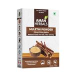 AMAN HERBALS - Natural Mulethi Powder - Licorice Root Powder, Rich in Antioxidants, Perfect for Skin Brightening, Hair Care, and Oral Health