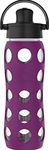 Lifefactory 22-Ounce Glass Water Bottle with Active Flip Cap and Protective Silicone Sleeve, Plum