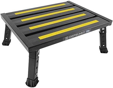 DEPSUNNY Adjustable Height Aluminum RV Step, Stable Foldable Platform Step Stool, Supports Up to 1,000 lb, Non-Slip Rubber Feet and Platform Mat, Easy to Carry (Black)