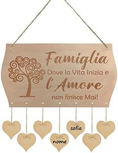 Targhetta in Legno “Famiglia Dove la Vita Inizia e l’Amore non finisce Mai” Idea Regalo Papa MammaAnniversario, Nuova Casa, Matrimonio, Regalo Nonni
