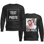 COOZEBRA Custom Shirt for Men Women Design Your Own Front Back Print Personalized T Shirts (Style 1) (Style 2 Long Sleeves) Black