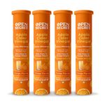 Open Secret Apple Cider Vinegar Tablet | 60 Effervescent | ACV Tablets for Weight Loss, Apple Cider Vinegar With the Mother, 100% Vegan ACV (Orange Flavour - Pack of 4)