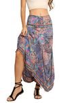 KE KANHA EXPORTS Women's Maxi Wraparound Lehanga Style Full Flared Printed Skirts for Women's/Girls/Ladies Skirt Wrap Around Women’s Free Size Long Women/Girls/Ladies (Blue Yonder_1418)