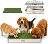 27.56” x 19.69” Stainless Steel Dog Potty Tray with Removable Grate – Fast Cleanup, Odor Control, Indoor & Outdoor Use for Small, Medium Dogs
