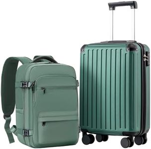 COOLIFE Cabin Suitcase 55X35X20cm + 20L Cabin Bag(40X25X20cm) for Ryanair & EasyJet, ABS Hard Shell Lightweight,4 Dual Wheels & TSA Lock - for Europe, Business, Study Abroad | Carry On Suitcase