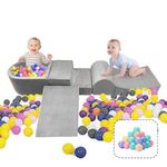 hoopyosms Foam Climbing Blocks for Toddlers, Kids Climbing Toys for Indoor Crawling, Sliding, Playing Toddler Soft Play Gym Set Four Soft Blocks and a Ball Pit (Balls Included)