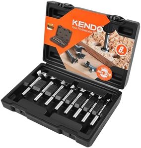 KENDO 8 Piece Forstner Bit Set, Made of Alloy Steel, Forstner Bits for Woodworking, Auger Opener Round Shank Drilling Cutting Tool for Hardwood, Softwood, Plastic, Plywood with Storage Case