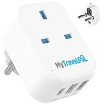 MyTravelPal UK to Europe Travel Adapter With USB & USB-C | UK Safety Standards | UK to European Plug Adapter with USB & USB C | UK to Euro EU Adapter Plug | Germany France Spain Portugal Turkey Greece