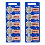 Murata CR2032 Battery 3V Lithium Coin Cell - Replaces Sony CR2032 (10 Batteries)