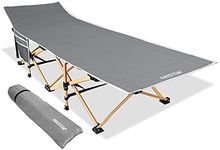 AMEDTEM Camping Cots, Sleeping Cots Backpacking Bed Oversized Folding Protable with Carry Bag,Travel Camp Cot for Heavy People Home Office Outdoor Hiking Beach Pool, Support 450LBS - Grey