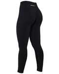 AUROLA Power Workout Leggings for Women Tummy Control Squat Proof Ribbed Thick Seamless Scrunch Active Pants Black