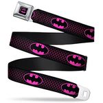 Buckle-Down Seatbelt Belt - Batman Shield/Chainlink Black/Hot Pink - 1.5" Wide - 24-38 Inches in Length