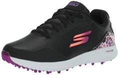 Skechers Men's Go Max Arch Fit Spikeless Golf Shoe Sneaker, Black Floral Waterproof, 11