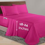 Elegant Comfort Luxurious 1500 Premium Hotel Quality Microfiber 4-Piece Sheet Set, 18-24 Inches Deep - Extra Deep Pocket Sheets - Ultra Soft 4PC Deep Pocket Sheets, California King, Hot Pink