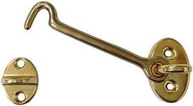 QCAA Heavier Duty Brass Door Hook Latch & Eye, 6", Vibrated Brass, Made in Taiwan, 1 Pack