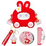 FunBlast Bunny Sling Bag with Key Ring, Comb and Mirror – silicone Mini Bag for Girls, Fancy Bag for Girls, Purse, Stylish Cross Body Bag with Adjustable Strap, Korean Bag for Girls (Red)