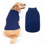 BINGPET Turtleneck Dog Jumper - Classic Cable Knit Dog Sweater Coat, Warm Pet Winter Clothes Outfits for Dogs Cats